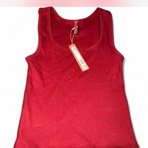 SKIMS COTTON RIBBED TANK IN BRICK